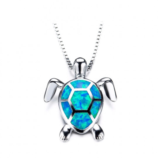 Collier Opale Tortue Argent 925 - Collier pendentif tortue