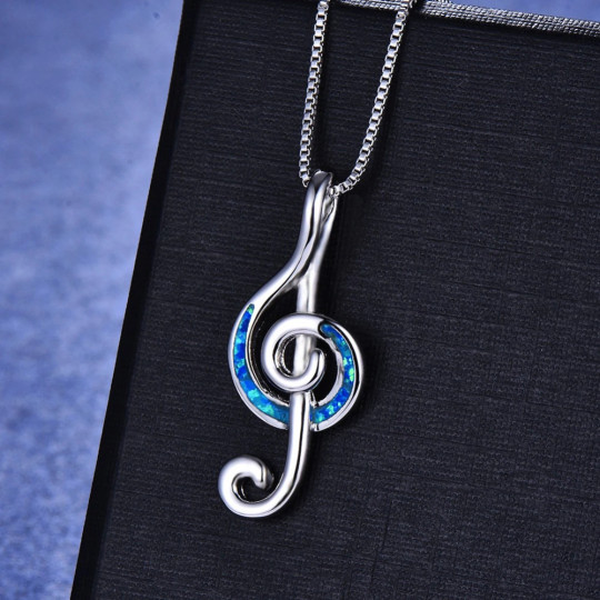 Collier Opale Clef de Sol Argent 925 - Collier pendentif Clé musique