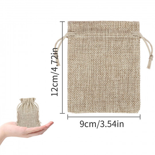 Sachet Pochon en jute pour Bijoux & Cadeaux - 90x120 mm (Lin / Chanvre)