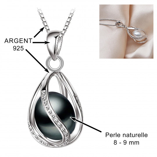 Collier en Argent avec pendentif Perle de culture d'eau douce