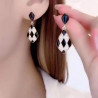 Boucles d'oreilles pendantes losange - Argent S925 - plaqué Or - Zircon et strass - Qualité élevée